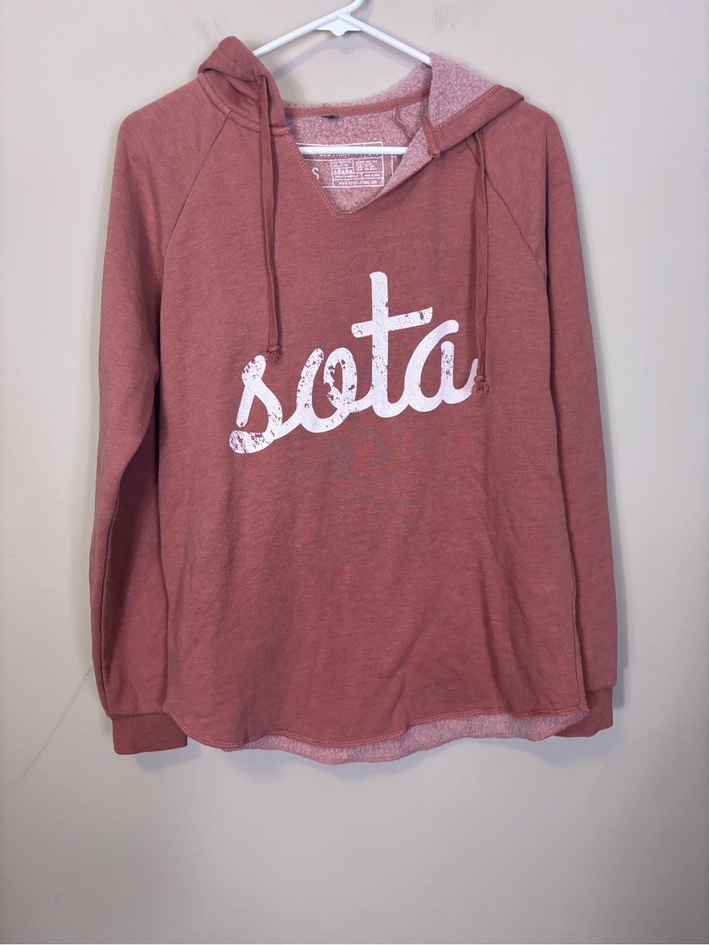 Sota Clothing Co Dusty Pink Minnesota Logo Fleece Lined Pullover Hoodie